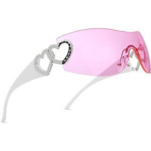 Rimless Sunglasses Womens Oversized Fashion Frameless Glasses UV400